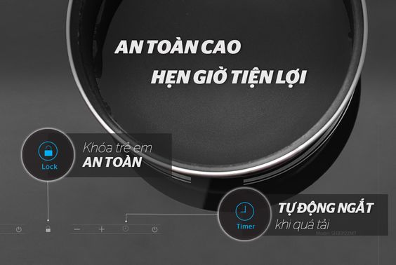 Bếp từ đôi Sunhouse SHB9122MT nhiều tính năng an toàn